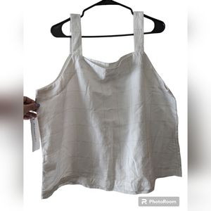 NWT Liz Claiborne Crop White and Metallic Gold Stripped Top Size 2X